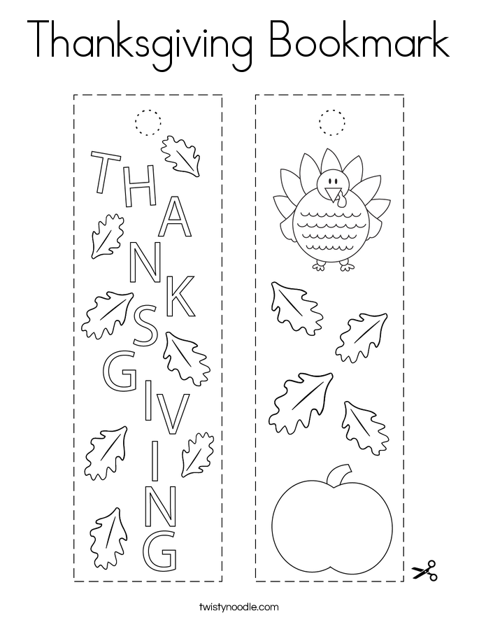 Thanksgiving Bookmark Coloring Page