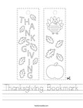Thanksgiving Bookmark Worksheet