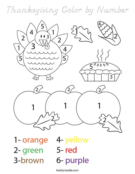 Thanksgiving Color by Number Coloring Page