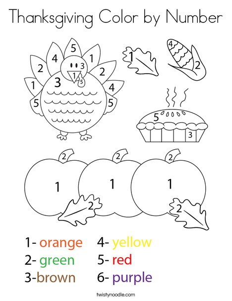 Thanksgiving Color by Number Coloring Page