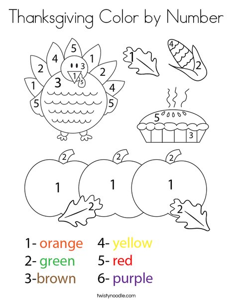 Color By Number Thanksgiving Coloring Pages