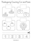 Thanksgiving Counting Cut and Paste Coloring Page