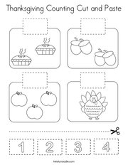 Thanksgiving Counting Cut and Paste Coloring Page