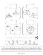 Thanksgiving Counting Cut and Paste Handwriting Sheet