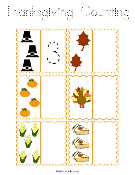 Thanksgiving Counting Coloring Page