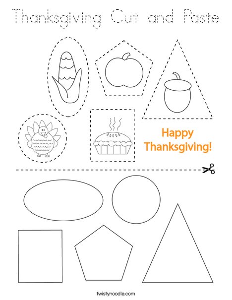 Thanksgiving Cut and Paste Coloring Page