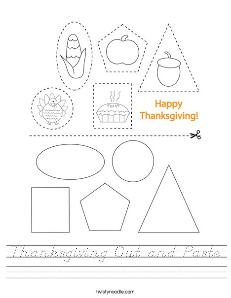 Thanksgiving Cut and Paste Worksheet