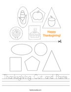 Thanksgiving Cut and Paste Handwriting Sheet