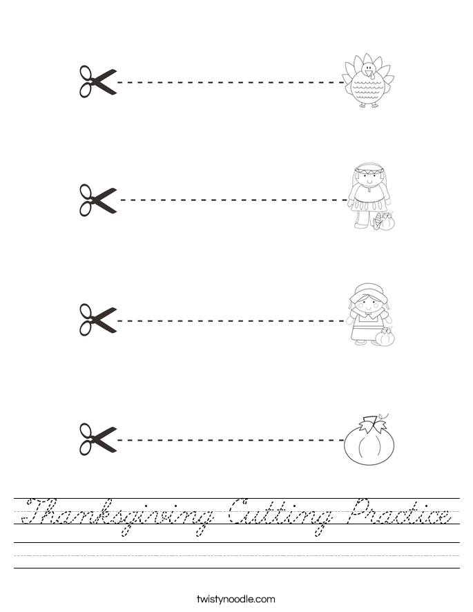 Thanksgiving Cutting Practice Worksheet
