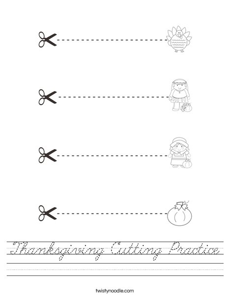Thanksgiving Cutting Practice Worksheet