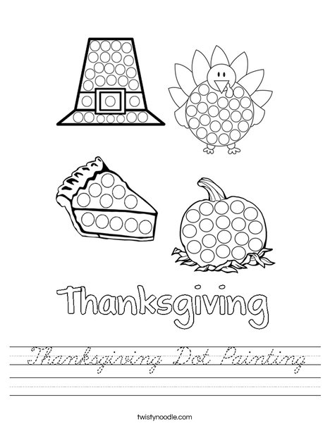 Thanksgiving Dot Painting Worksheet