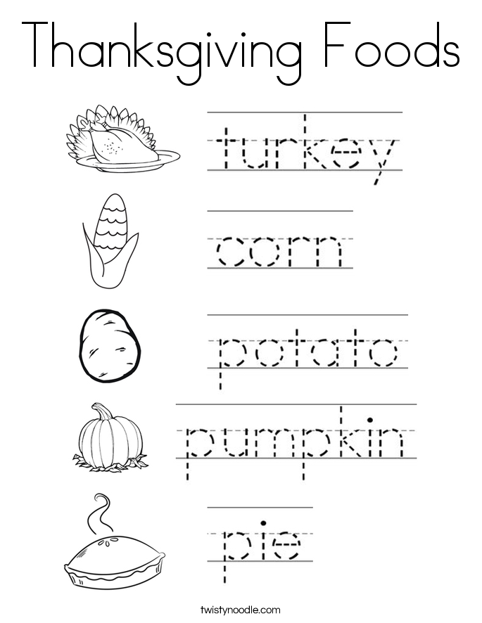 Thanksgiving Foods Coloring Page Twisty Noodle Thanksgiving Foods Coloring Page Twisty Noodle