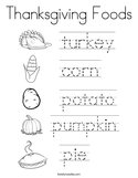 Thanksgiving Foods Coloring Page