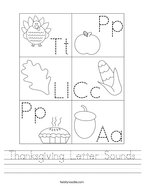 Thanksgiving Letter Sounds Handwriting Sheet