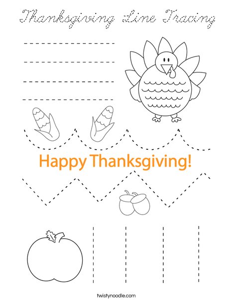 Thanksgiving Line Tracing Coloring Page