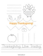 Thanksgiving Line Tracing Handwriting Sheet