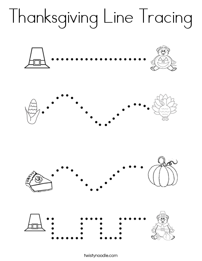 Thanksgiving Line Tracing Coloring Page