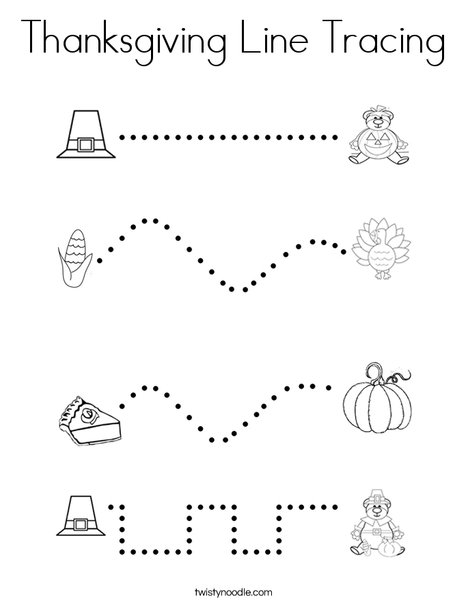 Thanksgiving Line Tracing Coloring Page - Twisty Noodle