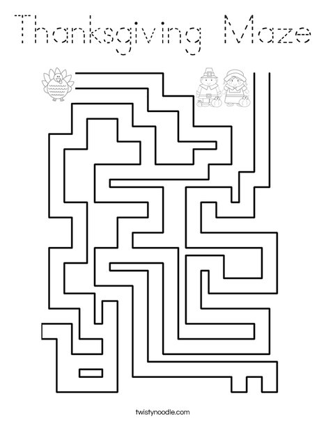Thanksgiving Maze Coloring Page