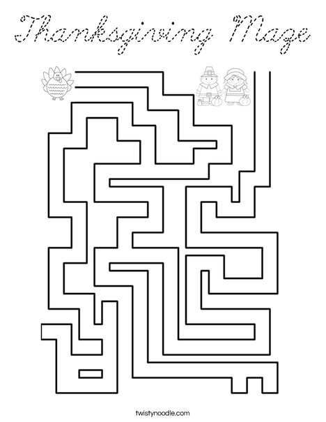 Thanksgiving Maze Coloring Page
