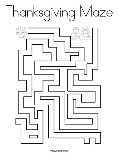 Thanksgiving Maze Coloring Page