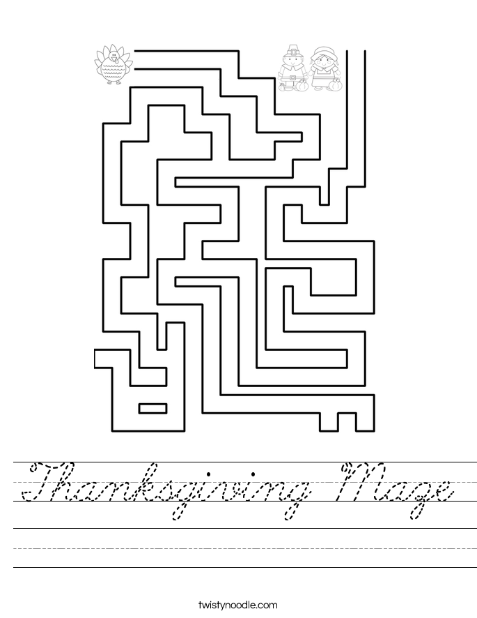 Thanksgiving Maze Worksheet