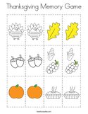 Thanksgiving Memory Game Coloring Page