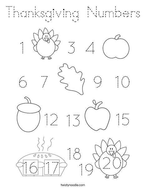 Thanksgiving Numbers Coloring Page