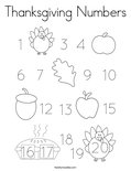 Thanksgiving Numbers Coloring Page