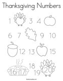 Thanksgiving Numbers Coloring Page