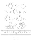 Thanksgiving Numbers Worksheet