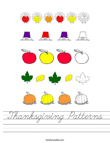 Thanksgiving Patterns Worksheet