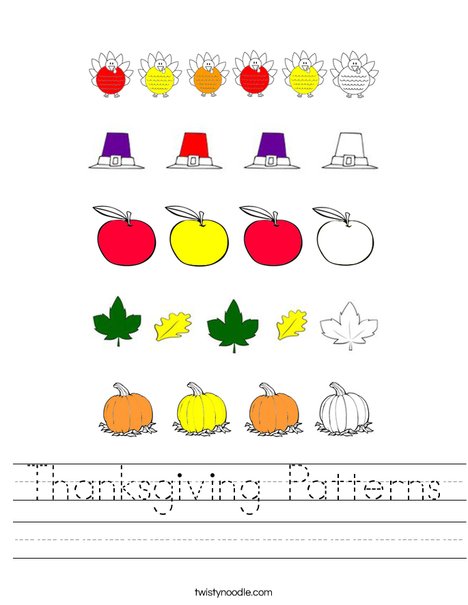Thanksgiving Patterns Worksheet