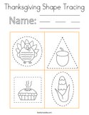 Thanksgiving Shape Tracing Coloring Page