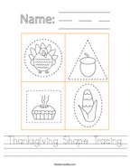 Thanksgiving Shape Tracing Handwriting Sheet