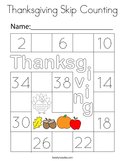 Thanksgiving Skip Counting Coloring Page