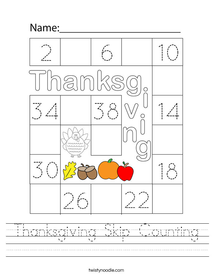 Thanksgiving Skip Counting Worksheet