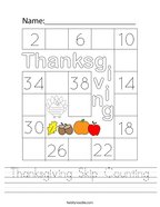 Thanksgiving Skip Counting Handwriting Sheet