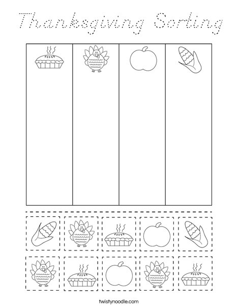 Thanksgiving Sorting Coloring Page