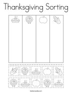 Thanksgiving Sorting Coloring Page