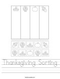 Thanksgiving Sorting Worksheet