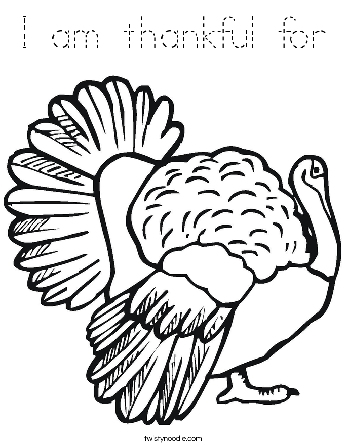 I am thankful for Coloring Page