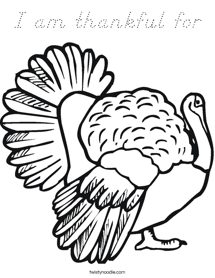 I am thankful for Coloring Page