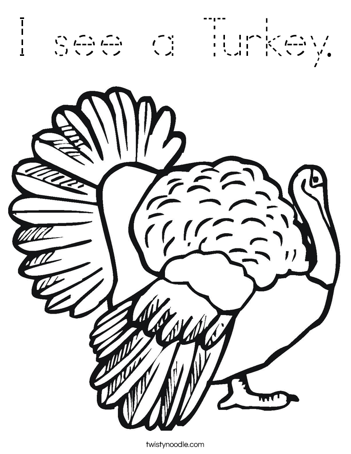 I see a Turkey. Coloring Page