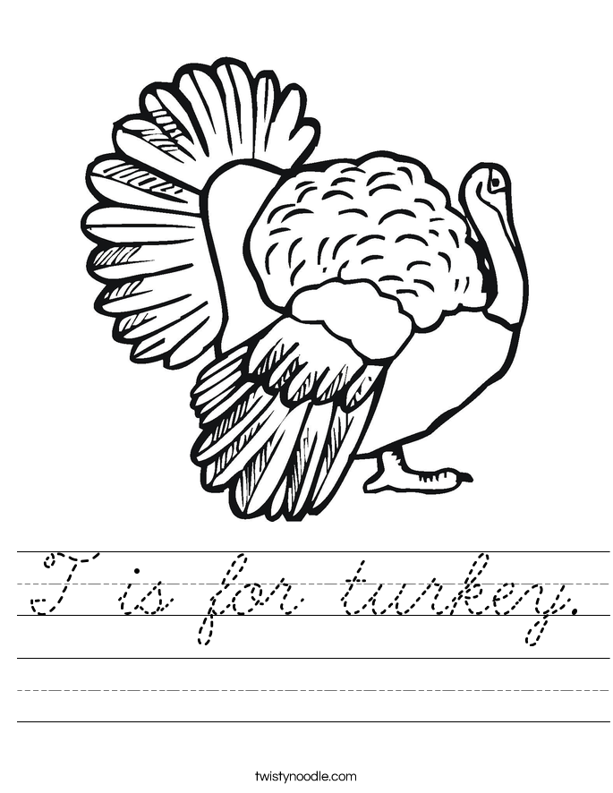 T is for turkey. Worksheet
