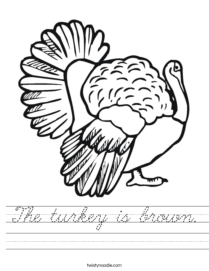 The turkey is brown. Worksheet