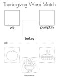 Thanksgiving Word Match Coloring Page