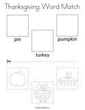 Thanksgiving Word Match Coloring Page