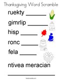 Thanksgiving Word Scramble Coloring Page