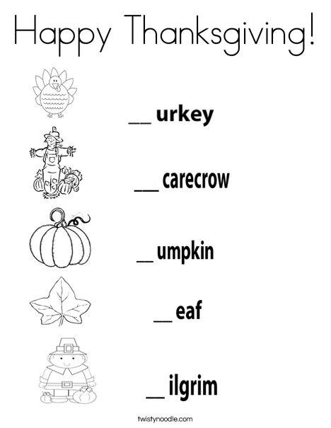 Thanksgiving Worksheet Coloring Page